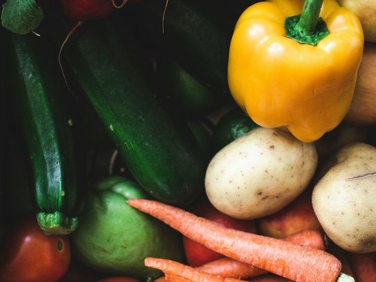 The perfect menu for your event Fresh vegetables including carrots, potatoes, bell pepper, and zucchini