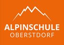 Logo der Alpinschule Oberstdorf mit stilisierten Bergen auf orangem Hintergrund